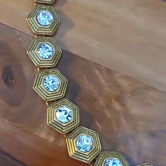 J. Crew Art Deco Hexagonal Rhinestone Statement Necklace - Picture 3 of 5